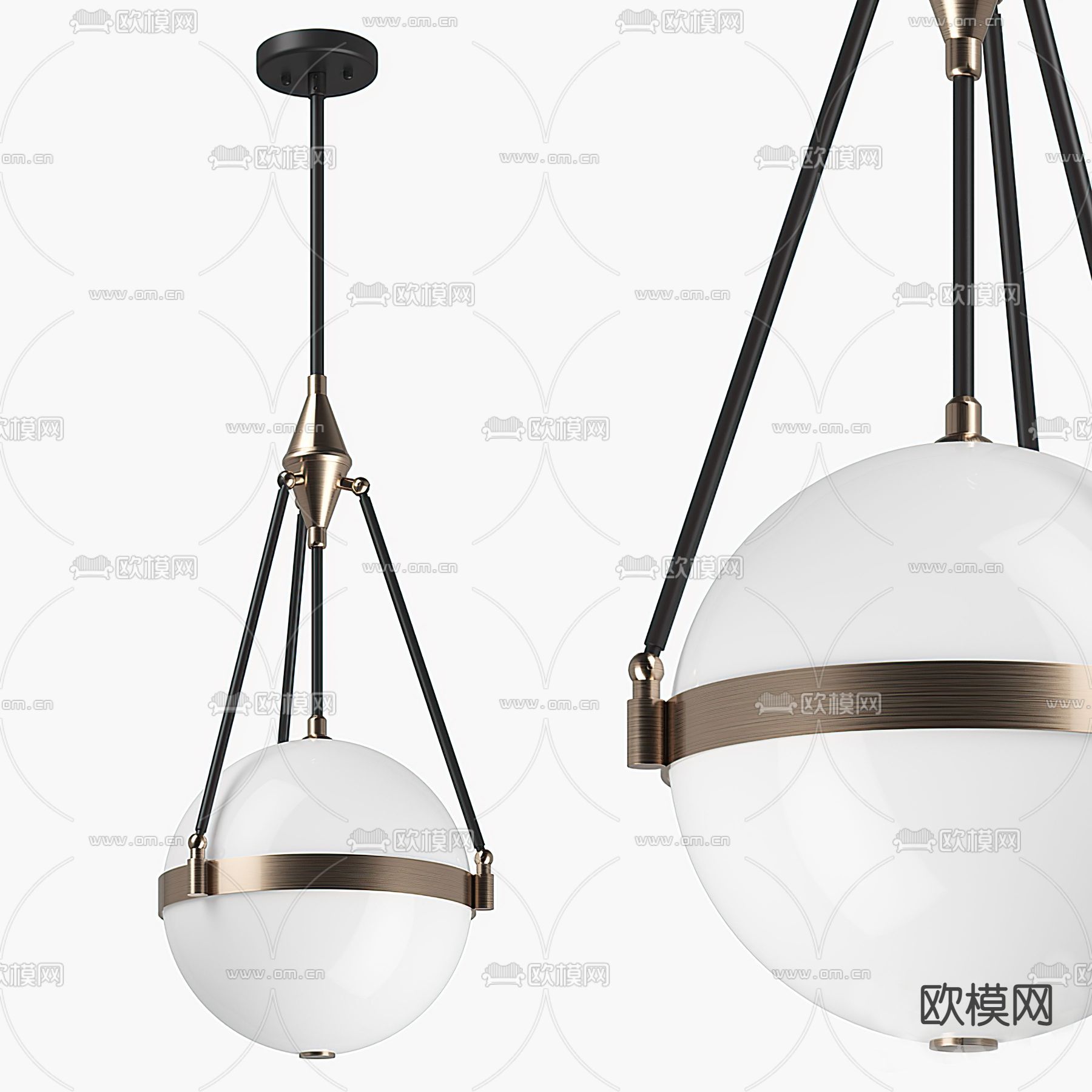 现代圆形小吊灯3d模型