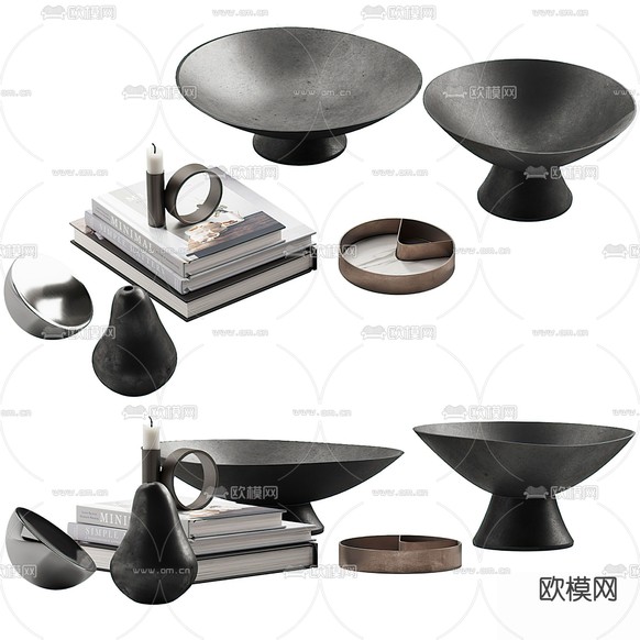 现代书籍饰品摆件3d模型下载