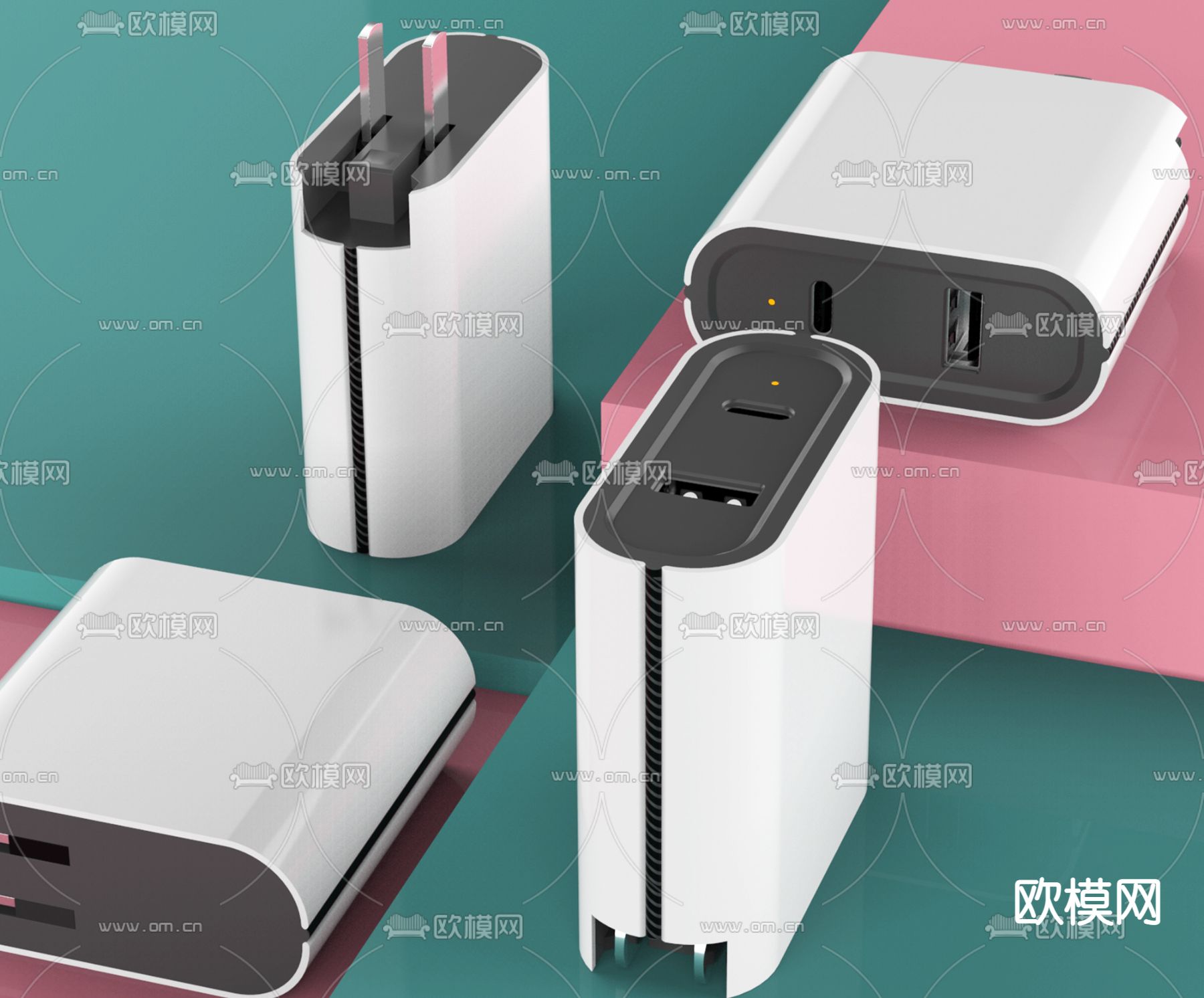现代手机充电器充电头3d模型