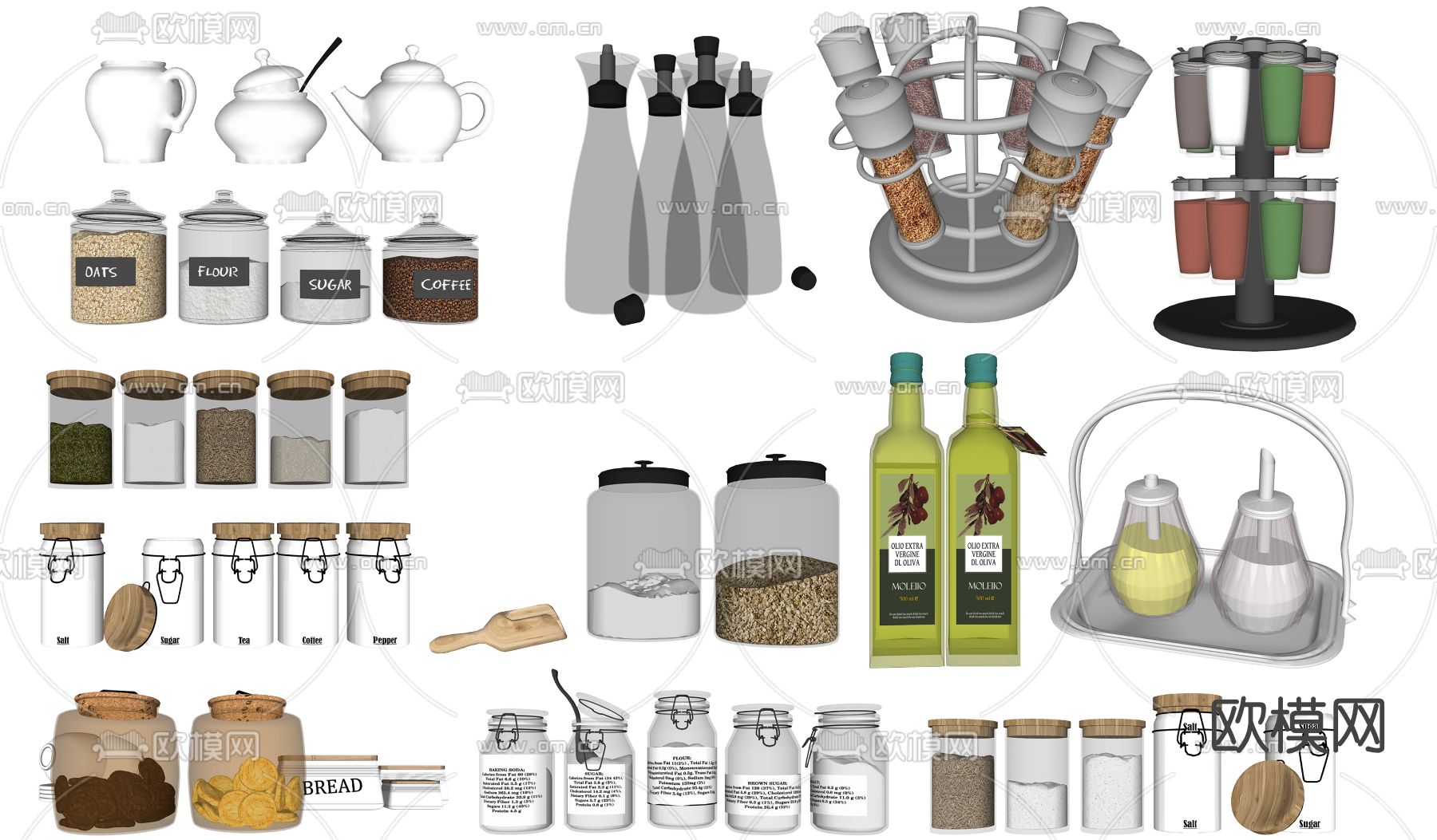 现代调味品酱料食材su模型下载