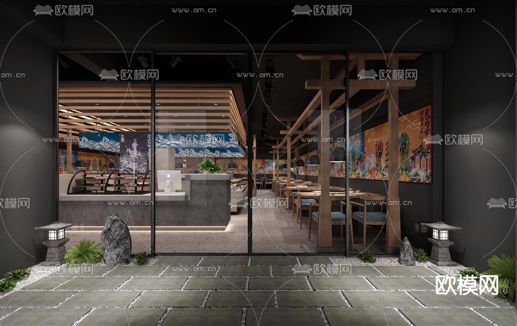 韩式自助烤肉店3d模型