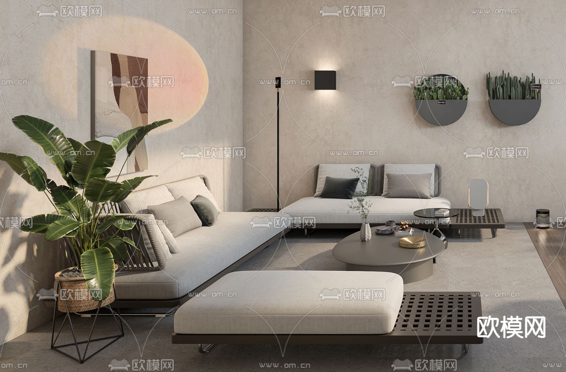 现代露台休闲区3d模型下载（渲染图2）