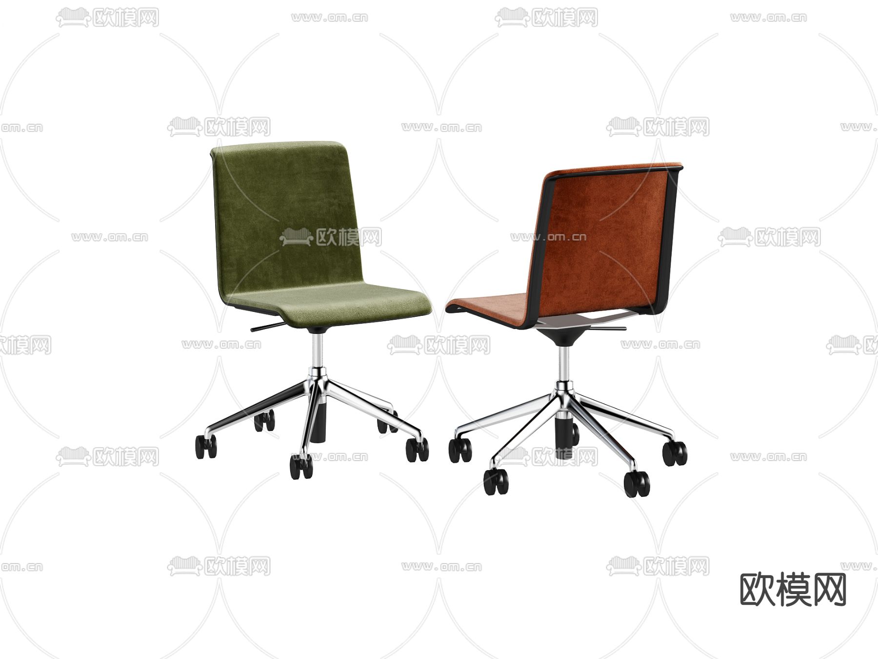 现代绒布办公椅3d模型下载