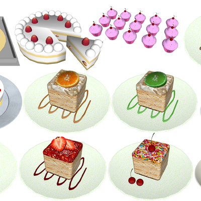  现代食物蛋糕su模型 