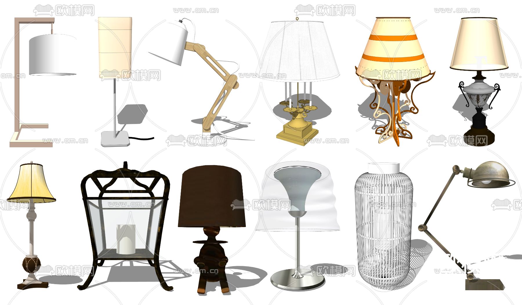 简欧台灯su模型下载