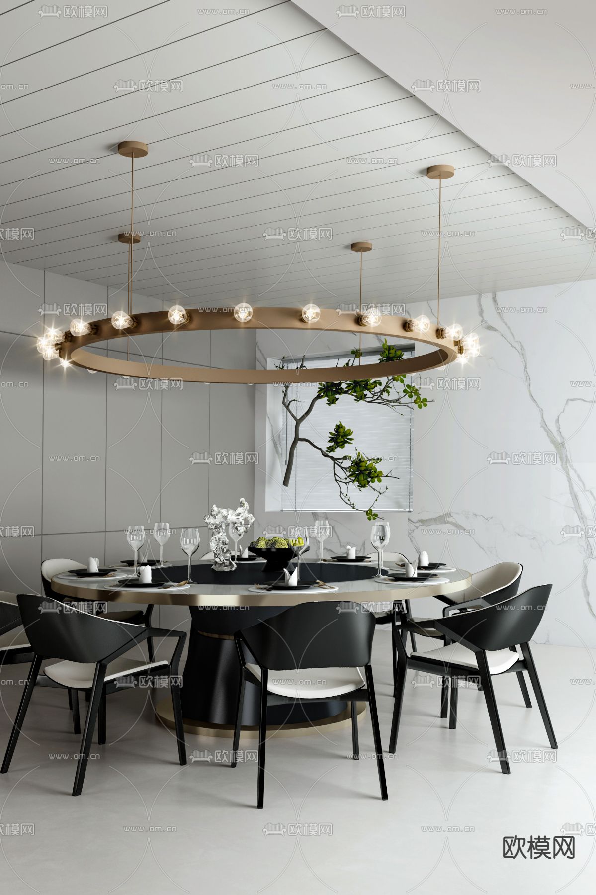 邱德光设计 现代餐厅3d模型下载
