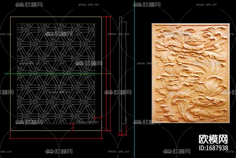 石膏浮雕cad大样图下载（渲染图9）