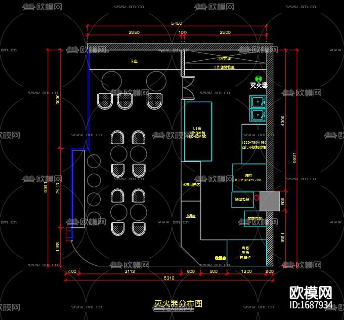 面包店cad施工图下载（渲染图8）