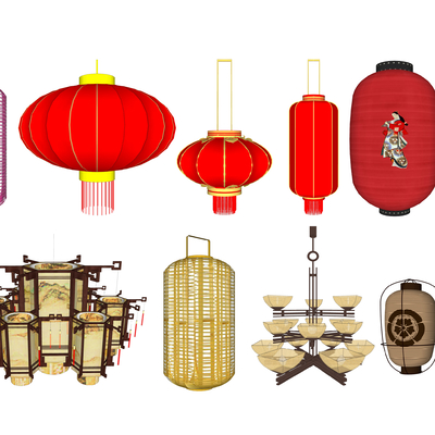  中式灯笼su模型 