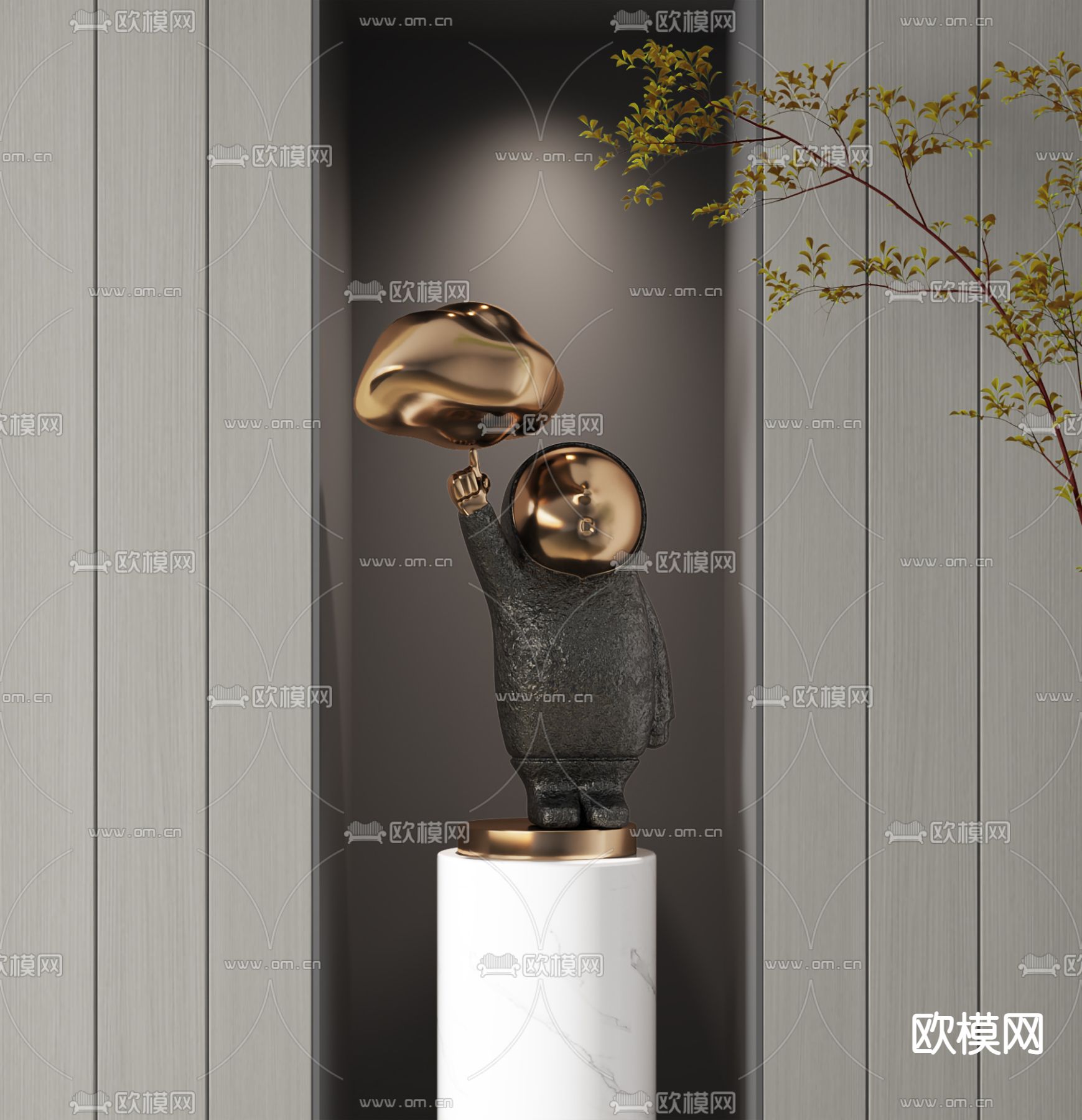 现代抽象雕塑摆件3d模型下载