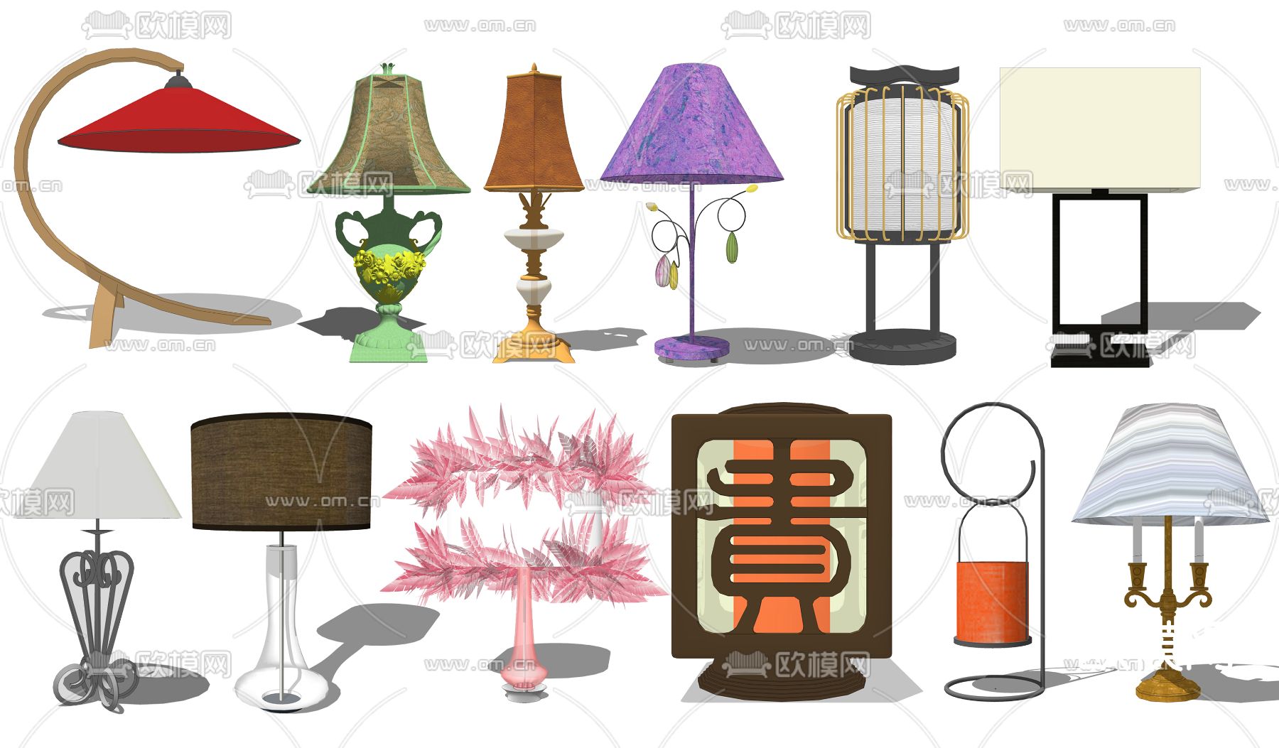 新中式台灯su模型下载