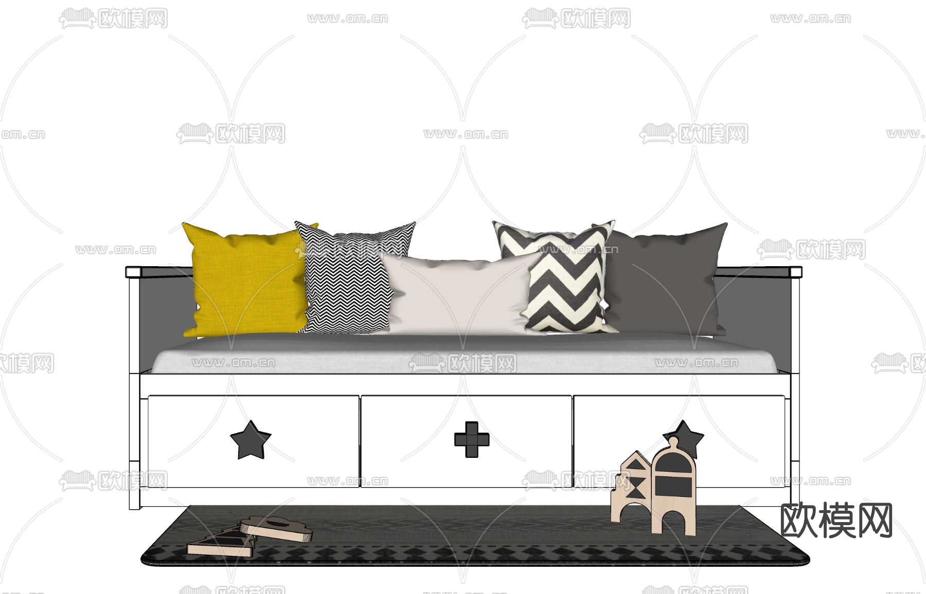 北欧卡通儿童沙发su模型下载