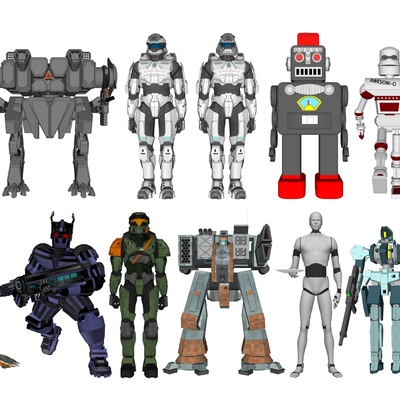  现代机器人玩具su模型 