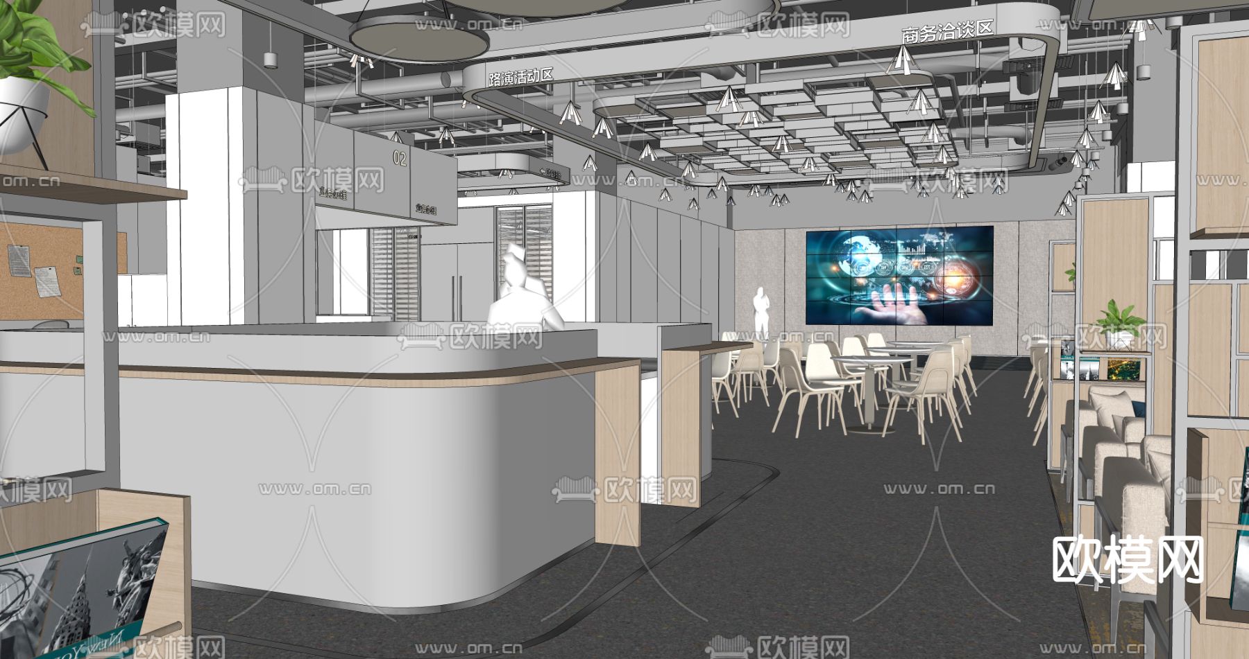 工业风咖啡厅奶茶店su模型下载（渲染图4）