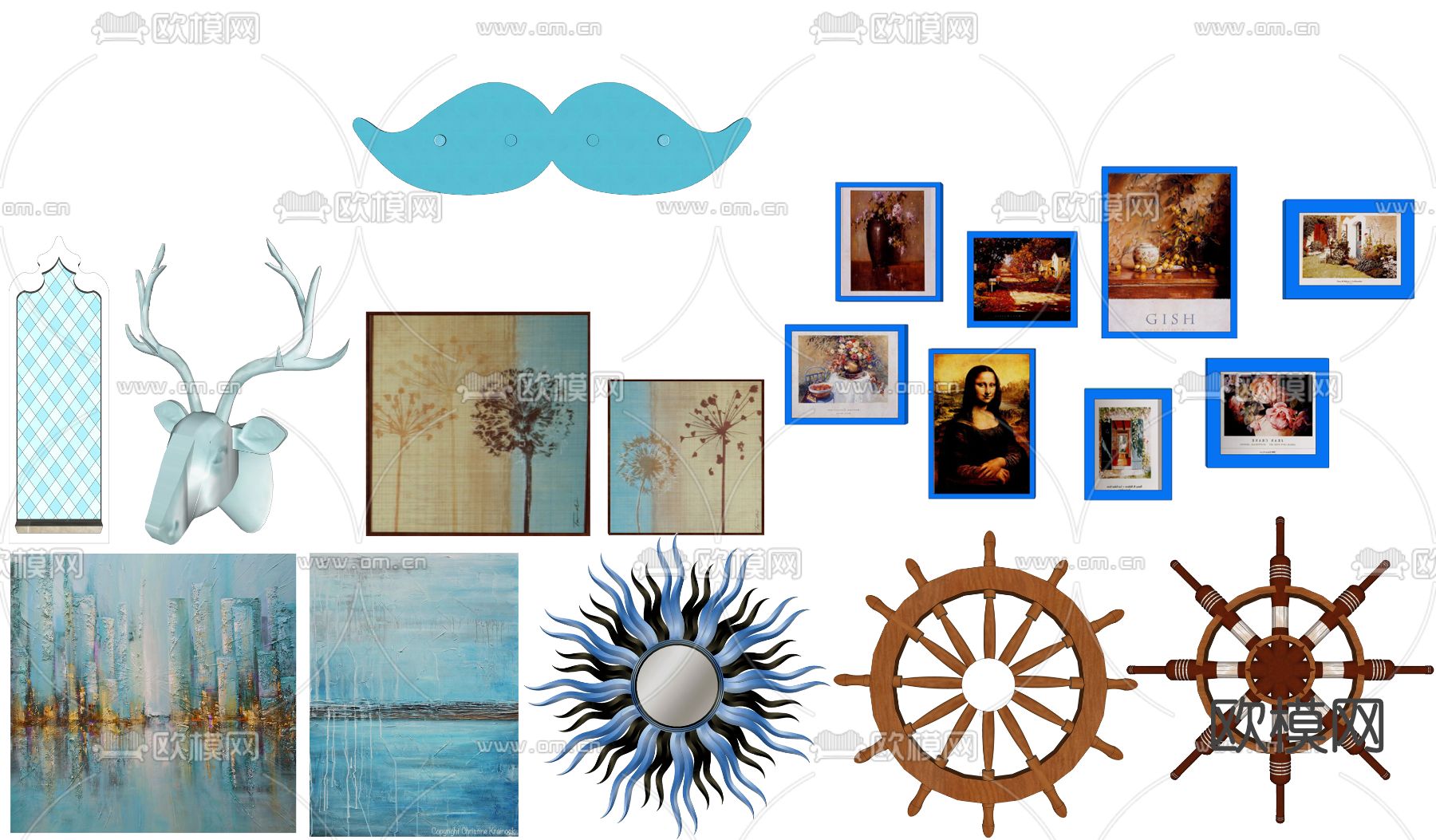 地中海墙饰挂件su模型下载