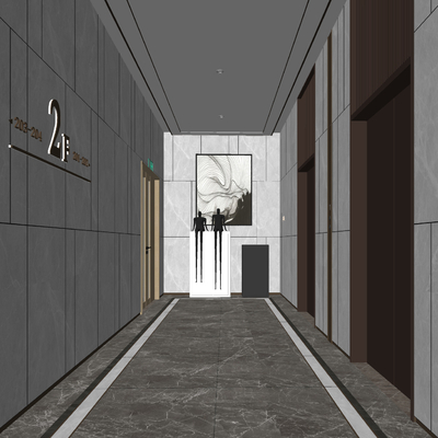  现代玄关过道su模型 