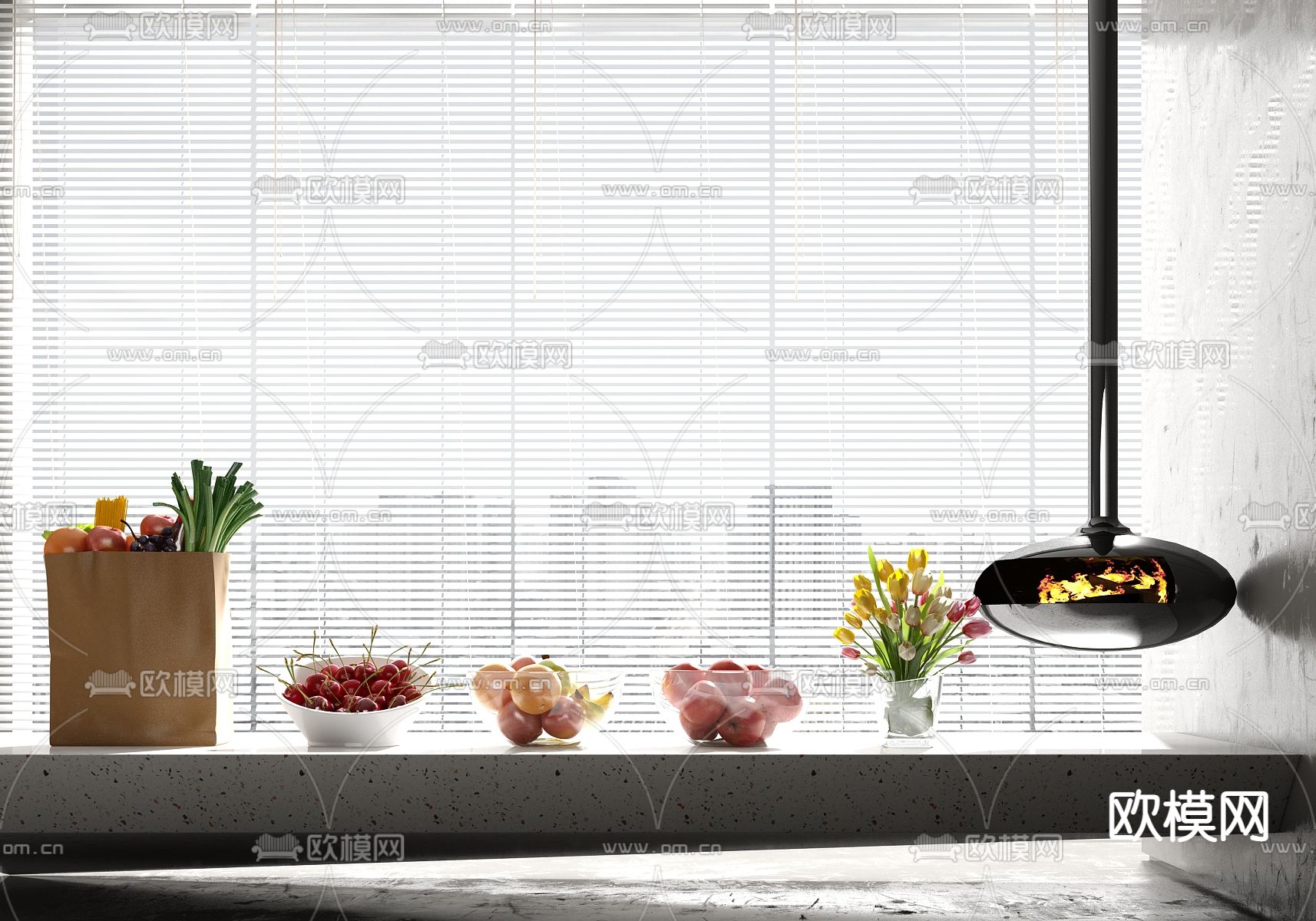 现代水果果盆su模型下载（渲染图1）