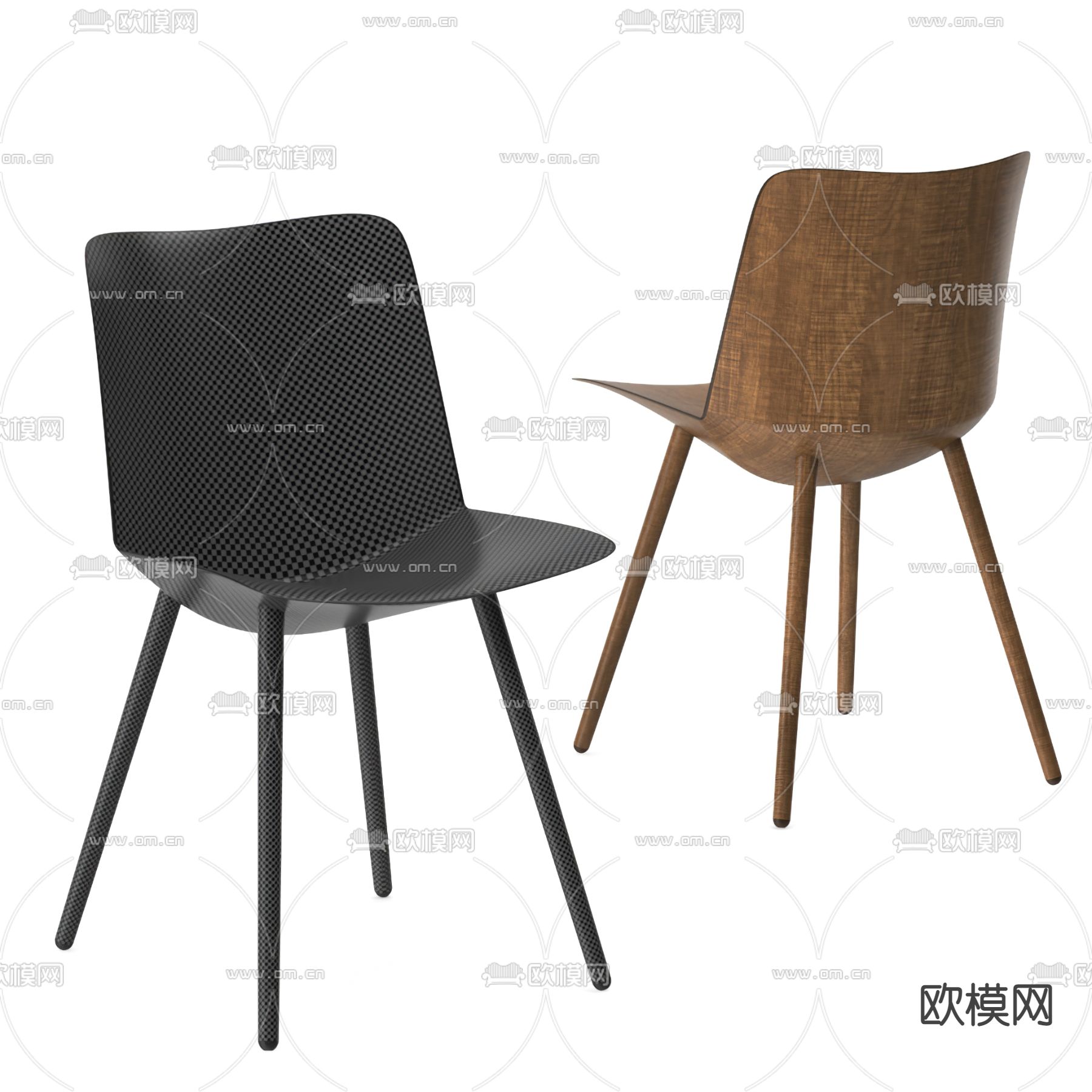现代实木单椅3d模型