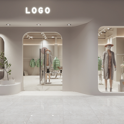  现代女装服装店su模型 