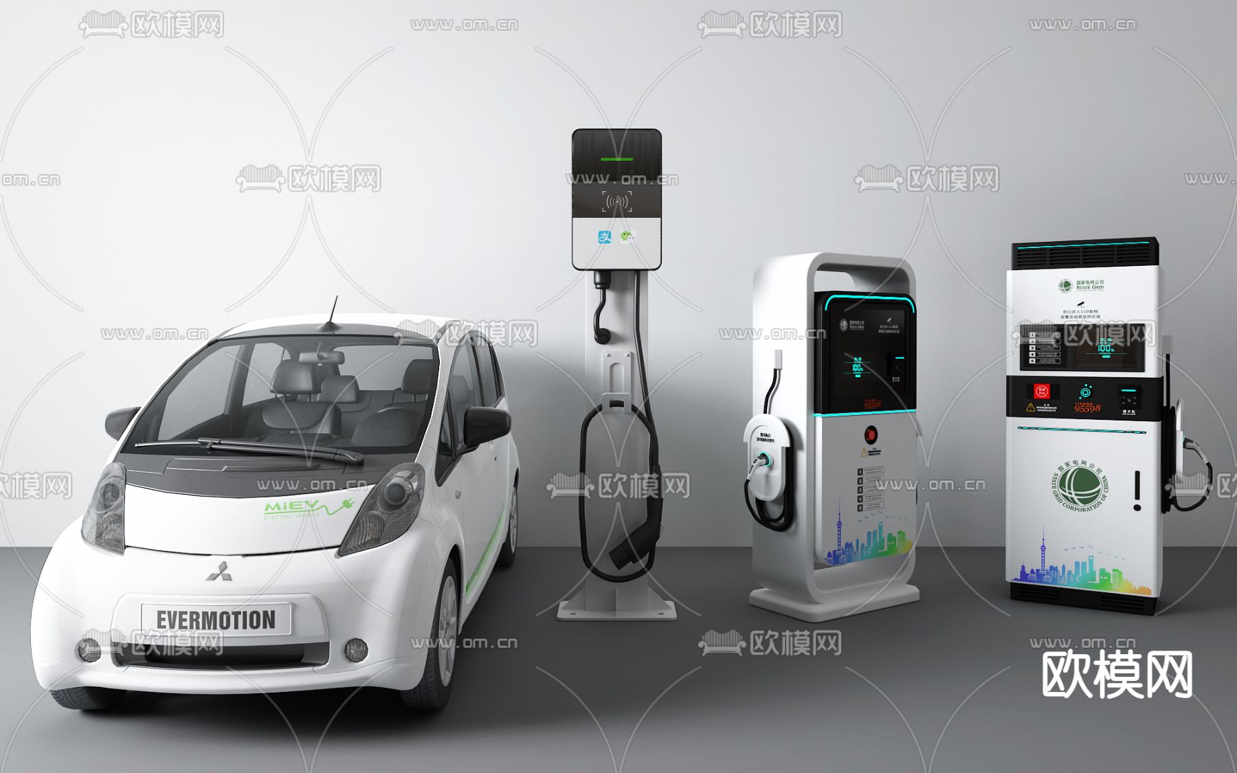 现代新能源汽车充电桩3d模型下载