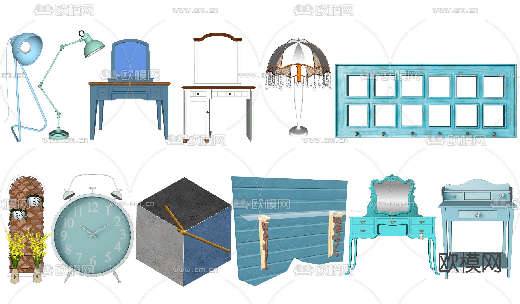 地中海梳妆台su模型下载