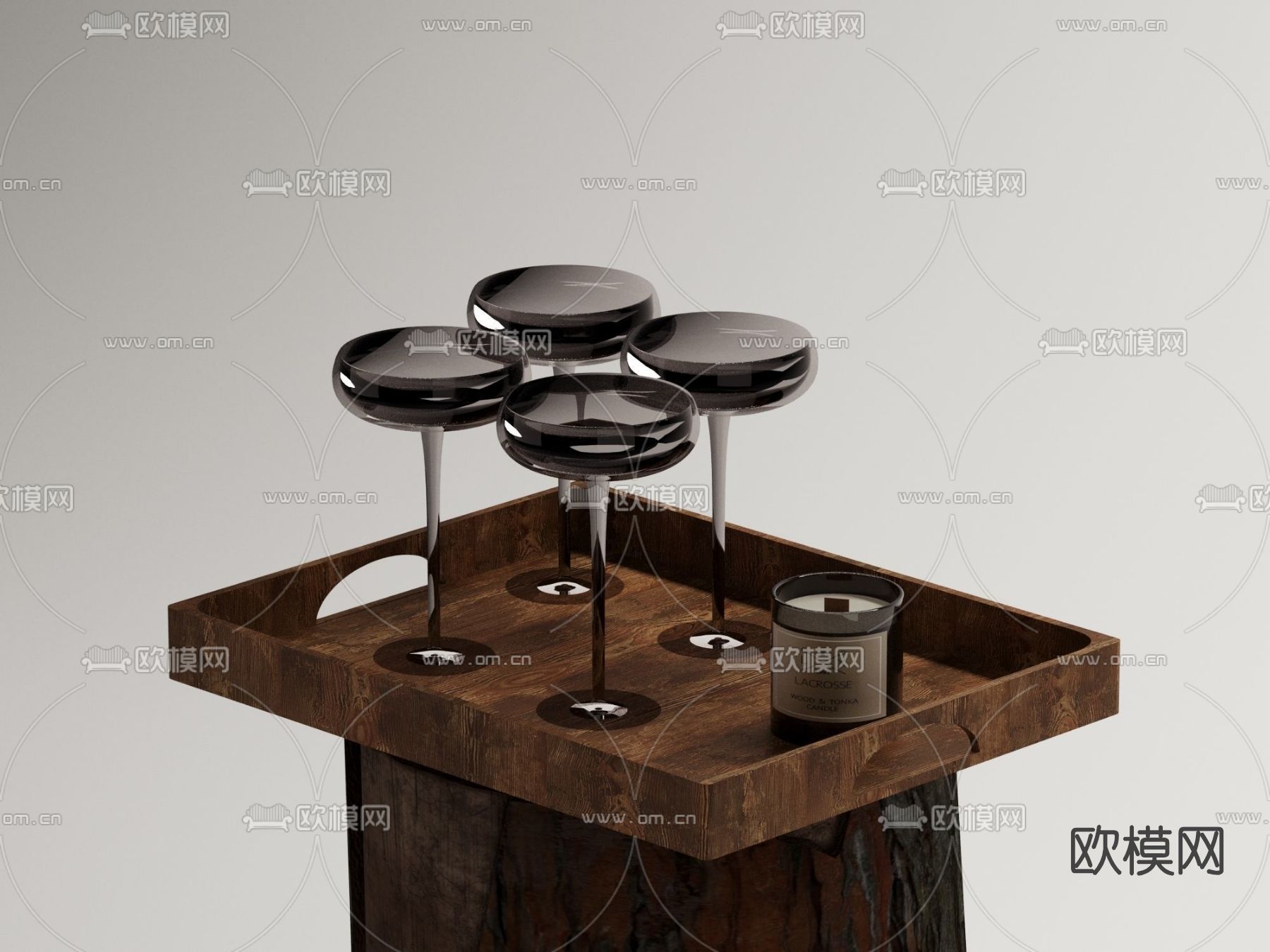 现代玻璃酒杯免费3d模型下载