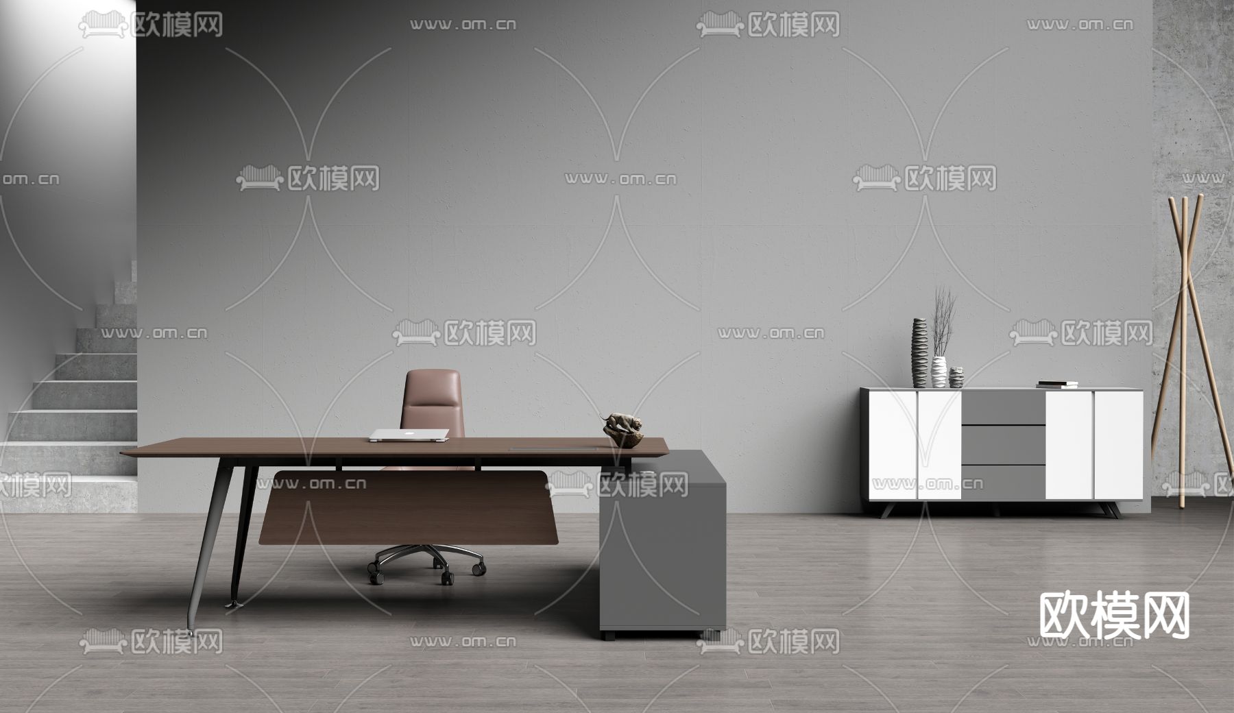 现代办公班台桌3d模型
