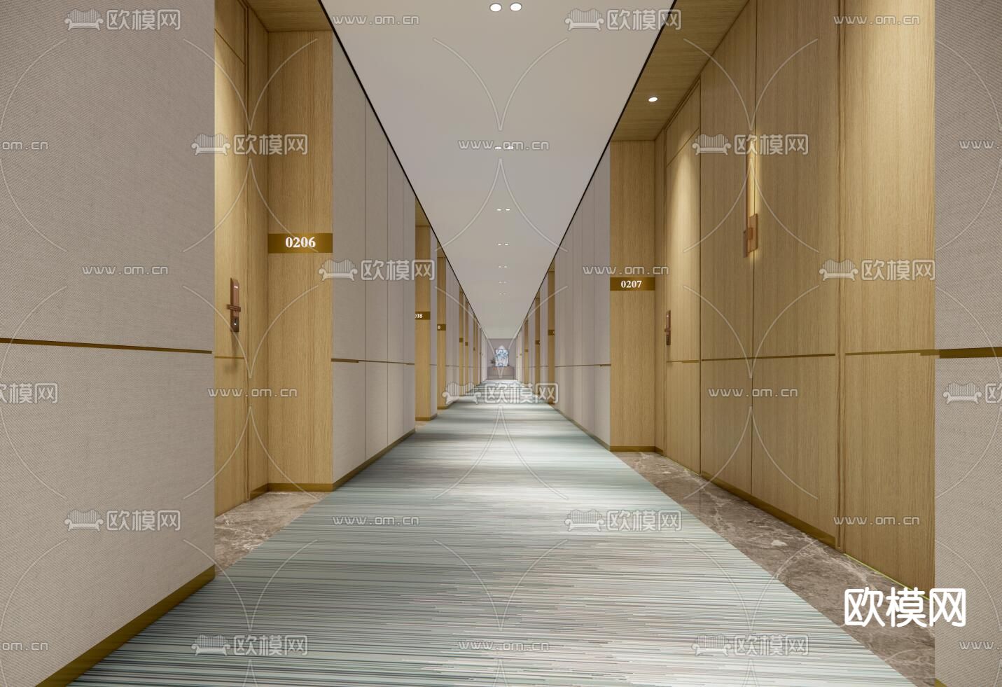 现代酒店电梯厅走道su模型