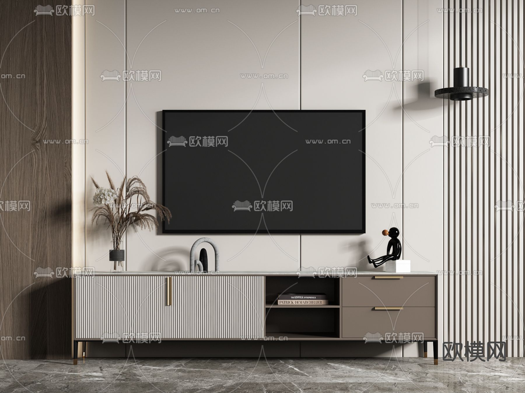 现代大理石电视柜3d模型下载