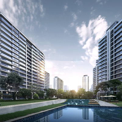  现代高层住宅小区规划su模型 