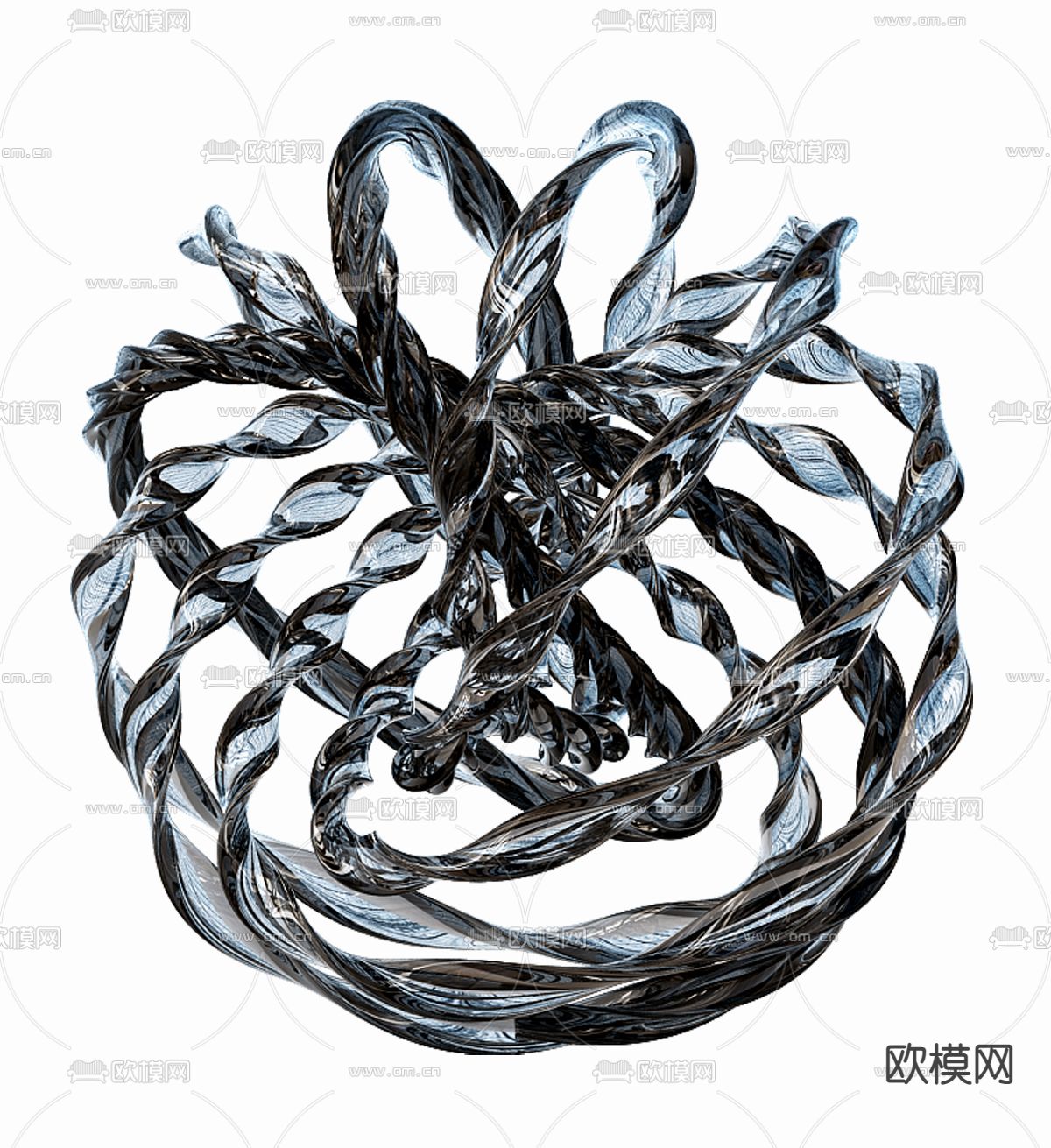 现代抽象金属雕塑3d模型