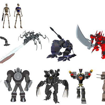  现代机器人玩具su模型 