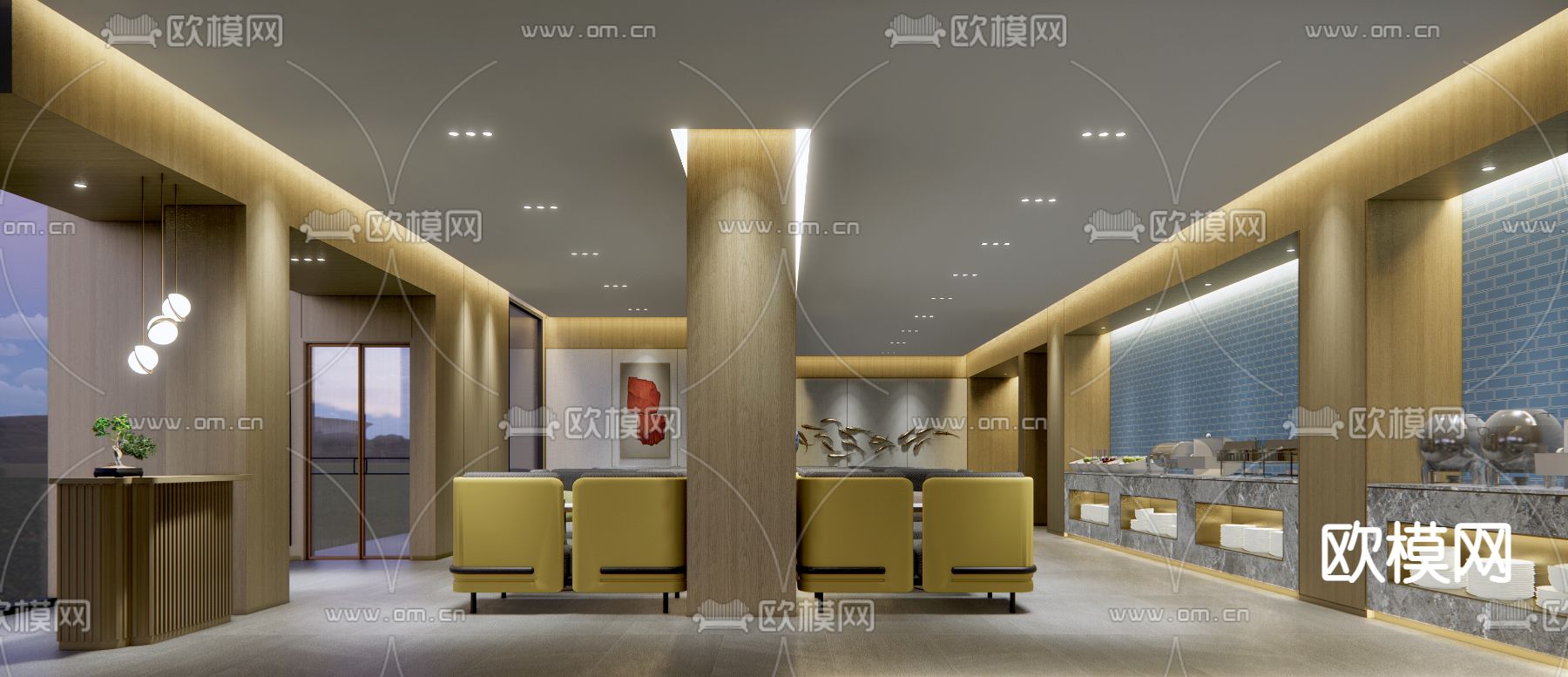 现代酒店餐厅su模型