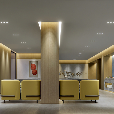  现代酒店餐厅su模型 