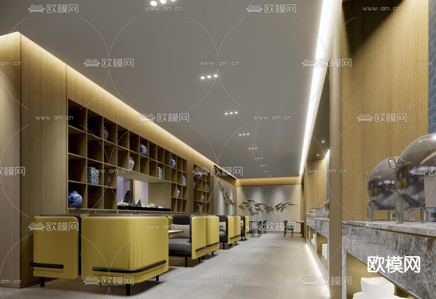 现代酒店餐厅su模型