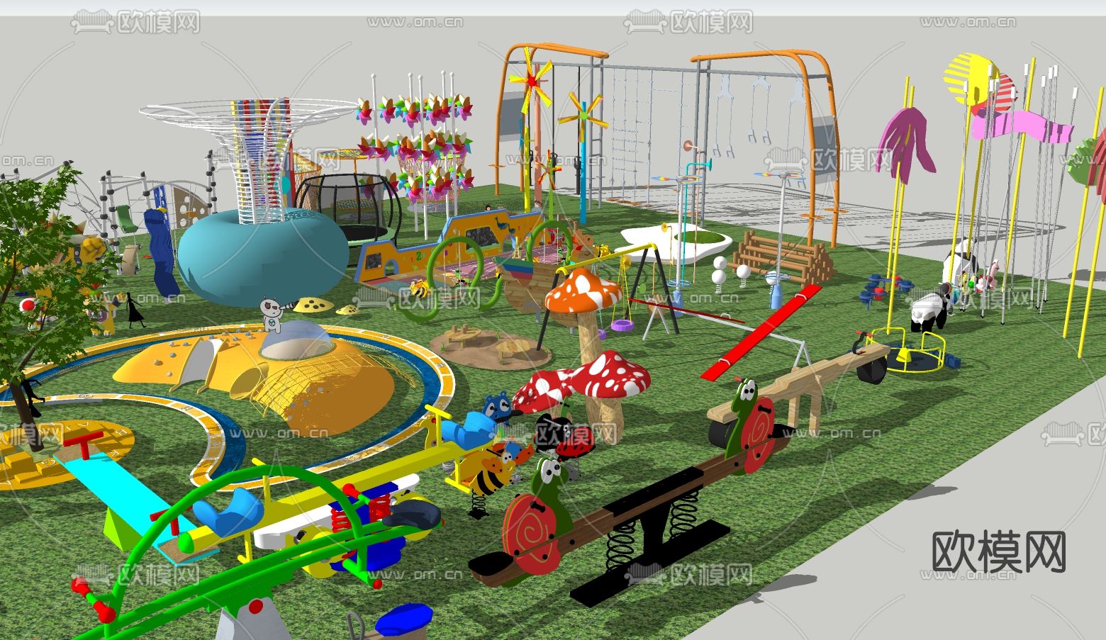现代儿童游乐设施su模型下载（渲染图3）