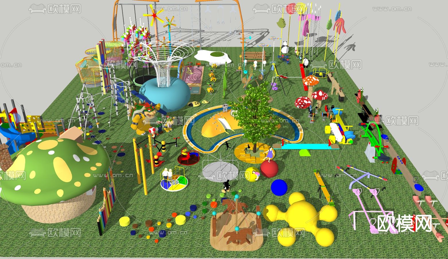 现代儿童游乐设施su模型下载（渲染图1）