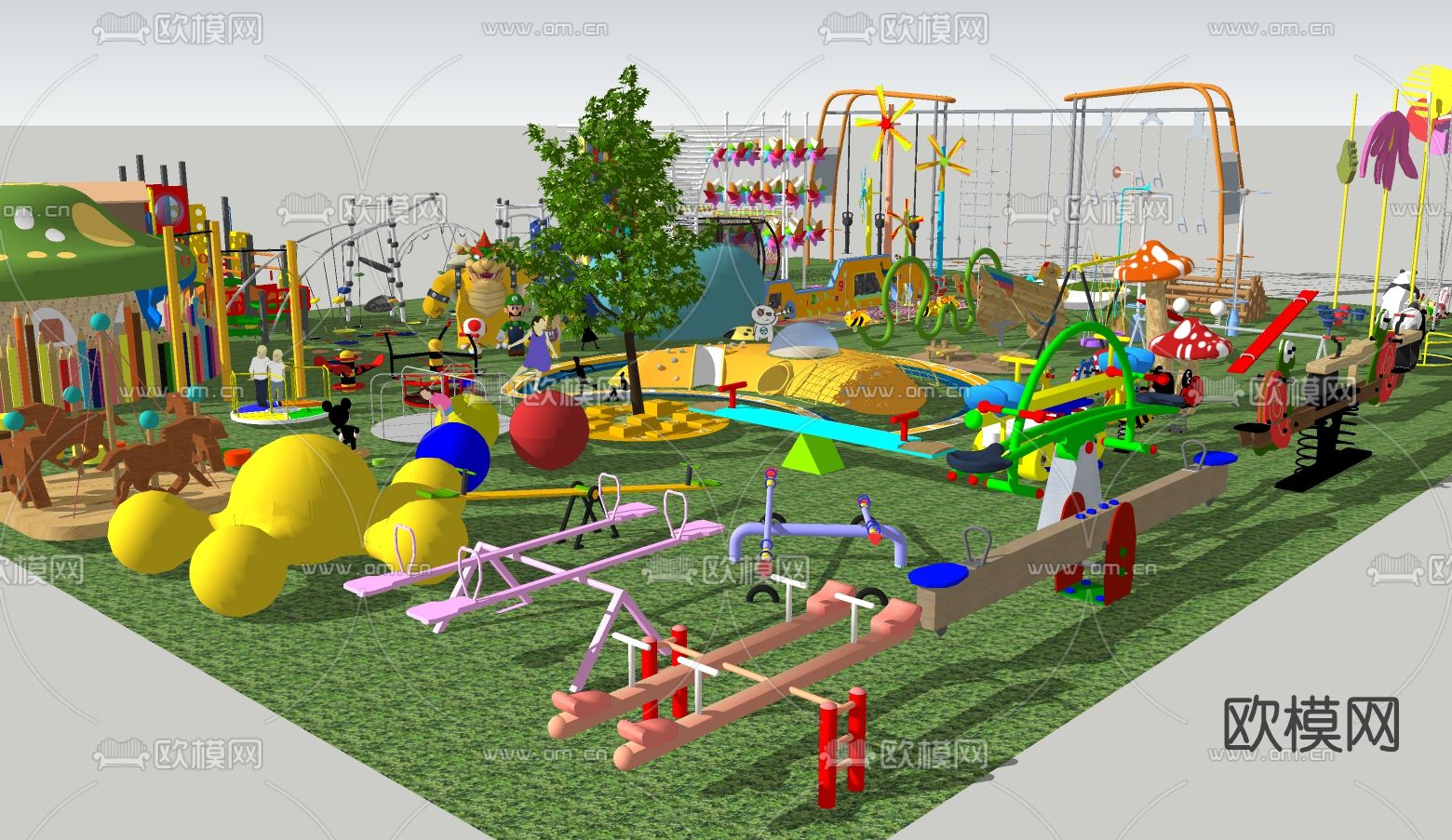 现代儿童游乐设施su模型下载（渲染图2）