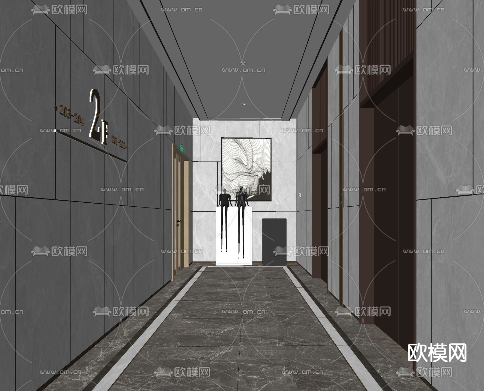 现代玄关过道su模型下载