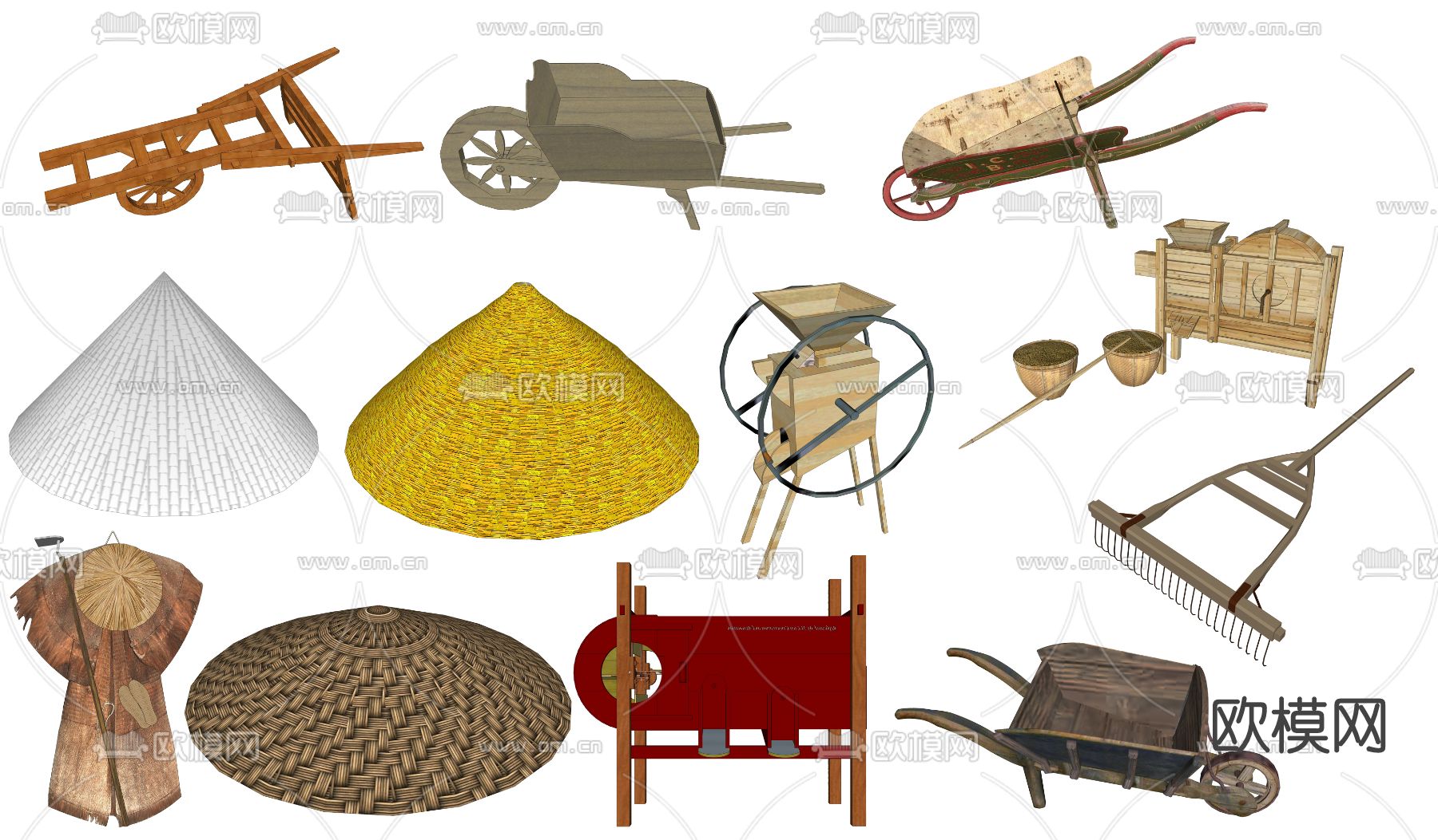 自然风农家小推车su模型下载