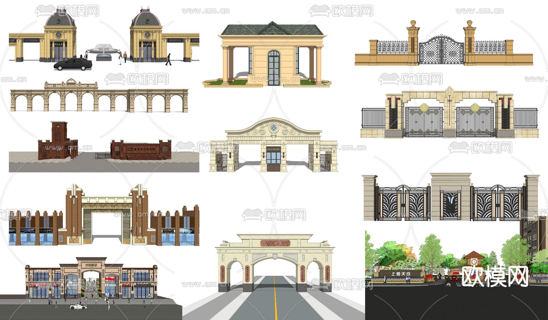 欧式入口门头su模型下载