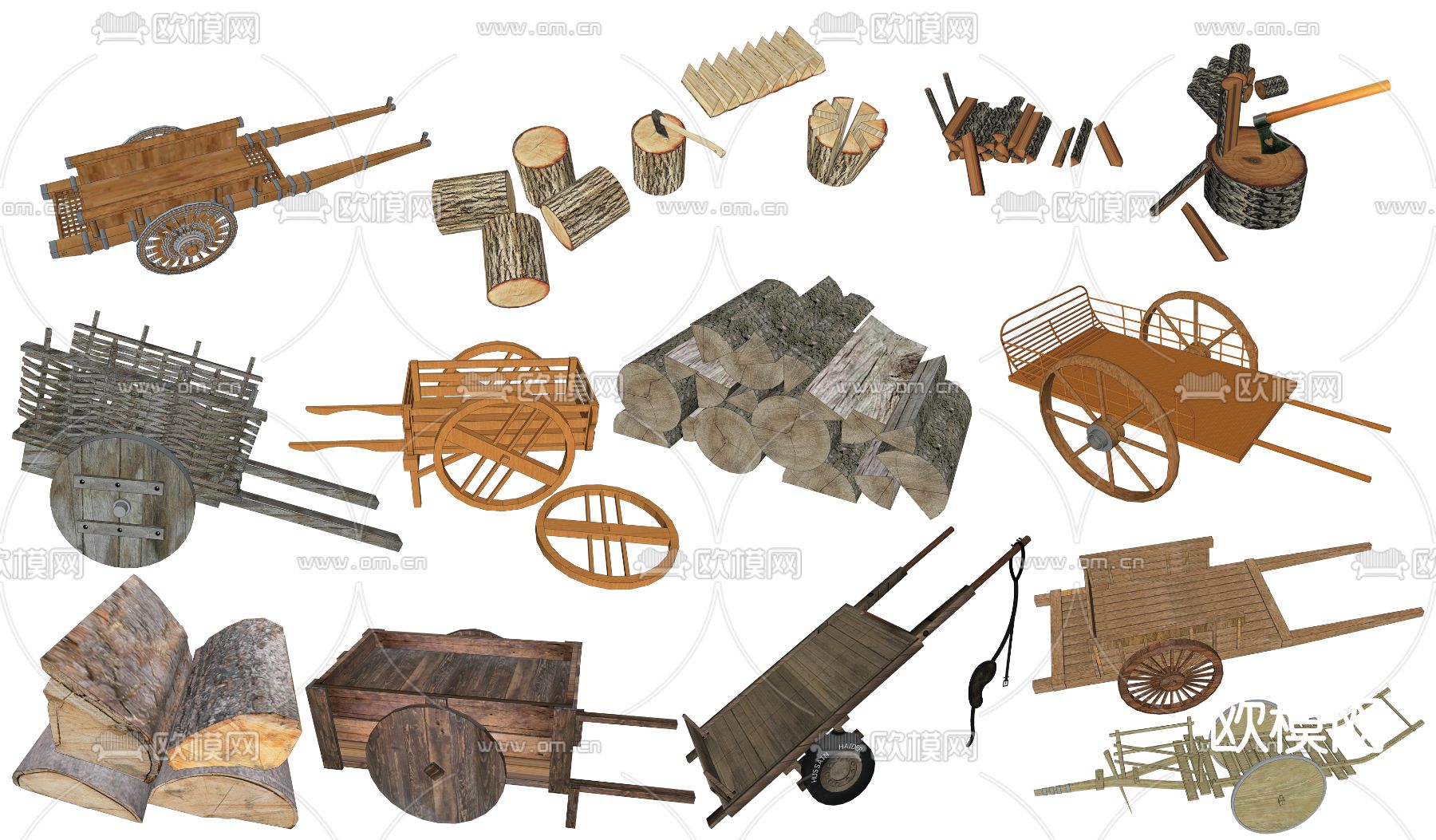 自然风农家小推车su模型下载