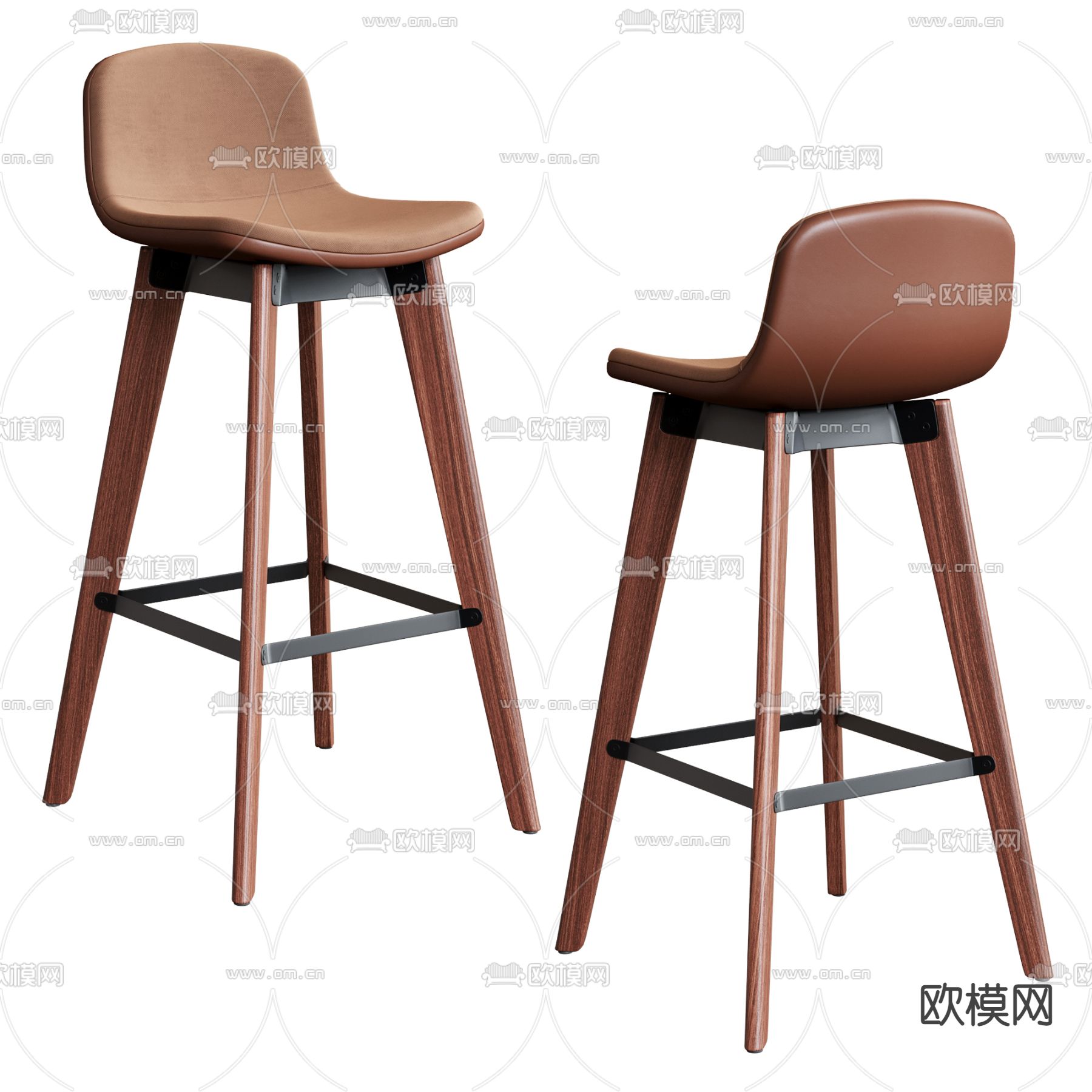 现代布艺吧台椅3d模型下载（渲染图1）