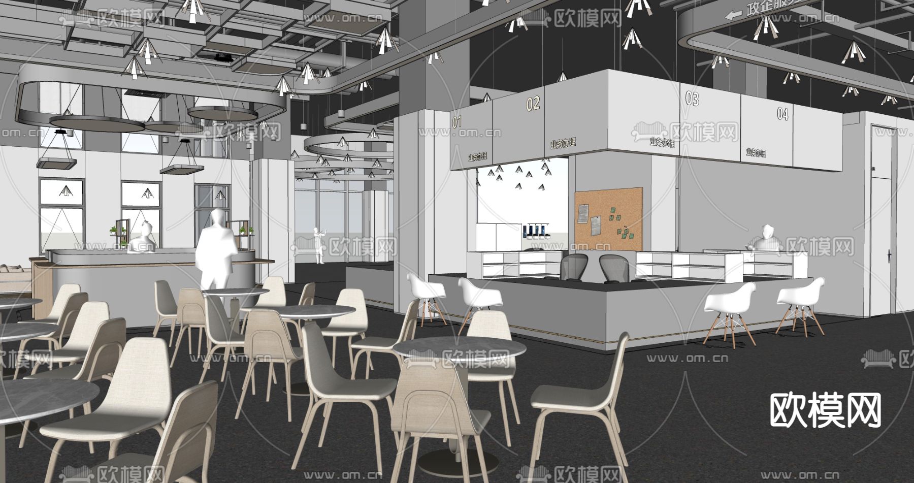 工业风咖啡厅奶茶店su模型下载（渲染图5）