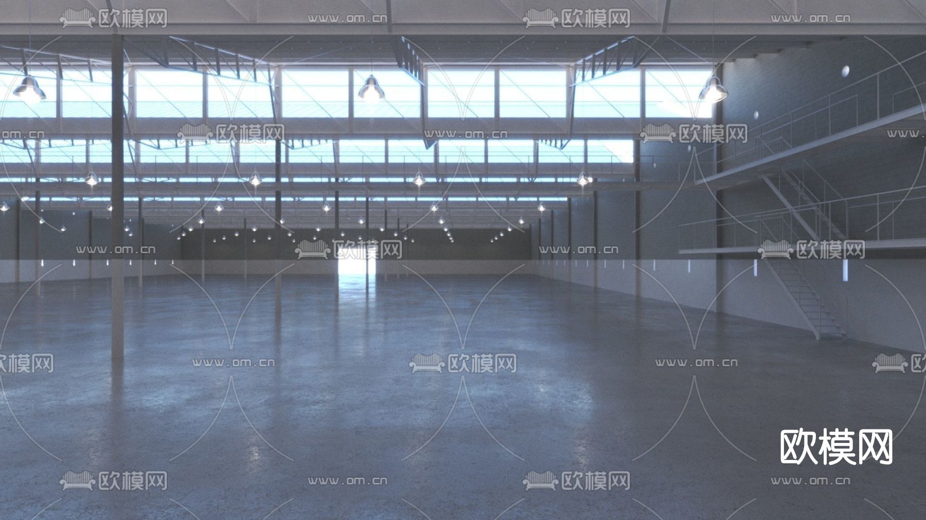 现代工厂室内免费3d模型下载