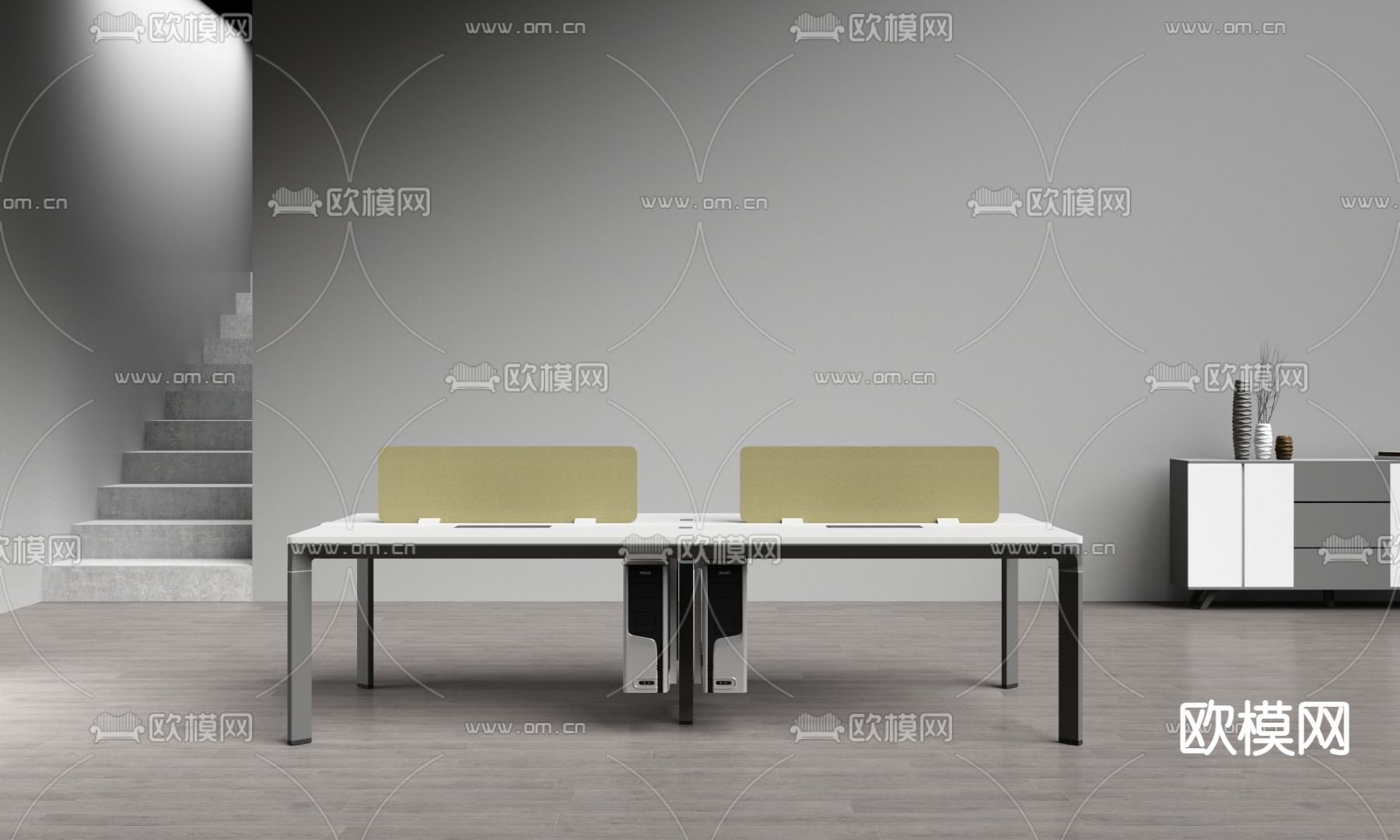 现代卡位办公桌3d模型
