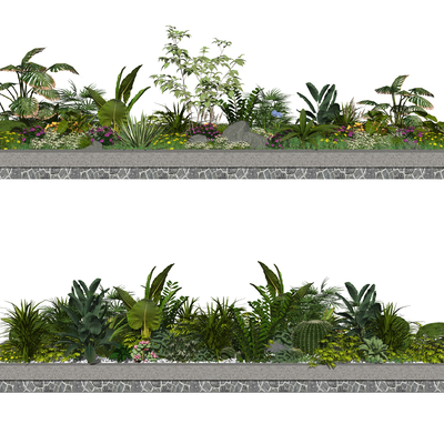  现代花坛园艺小品su模型 