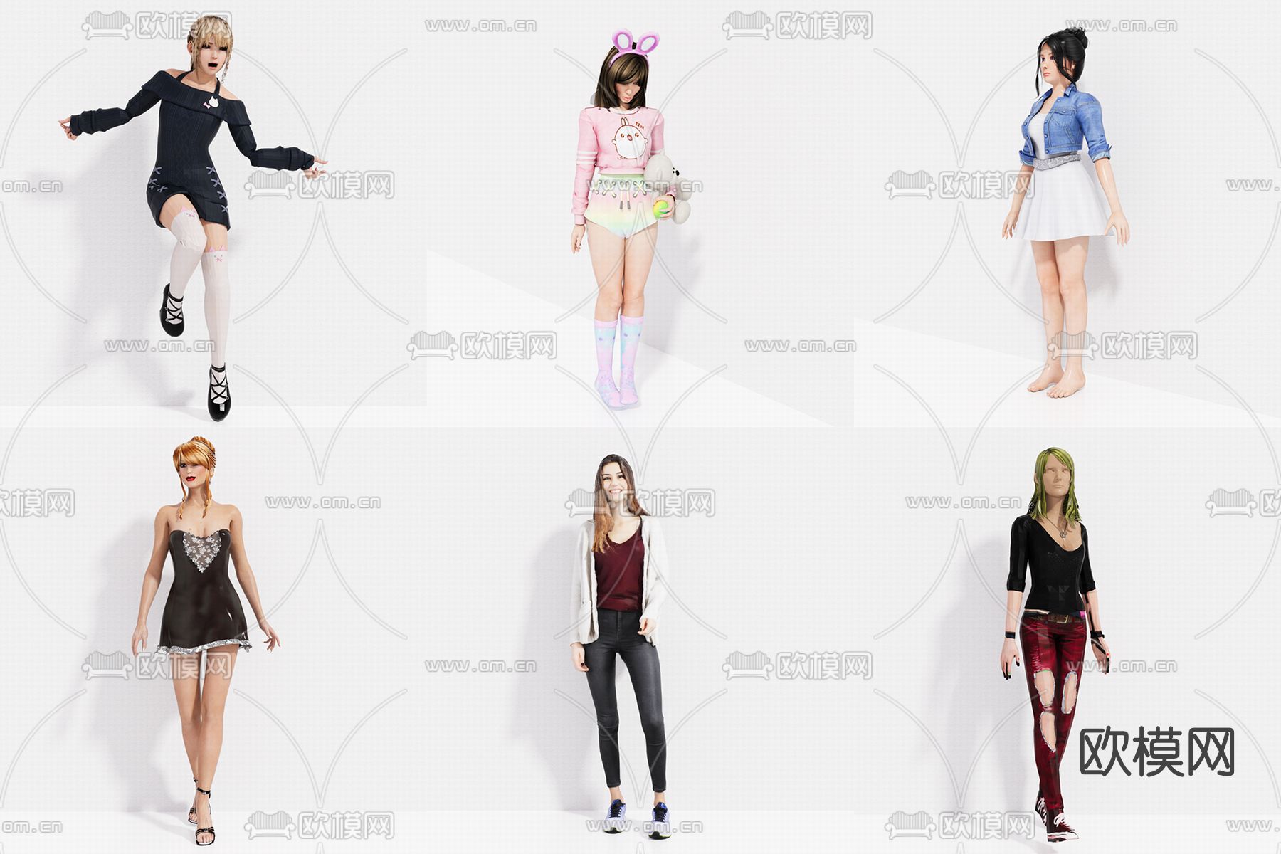 现代女人人物su模型下载（渲染图1）