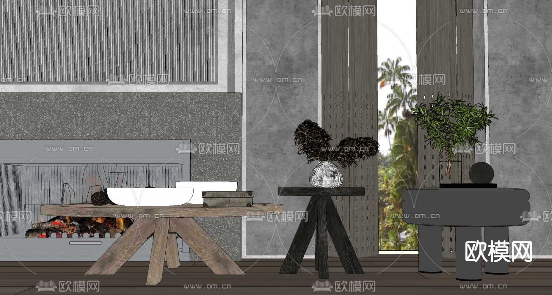 现代轻奢茶几su模型下载（渲染图2）