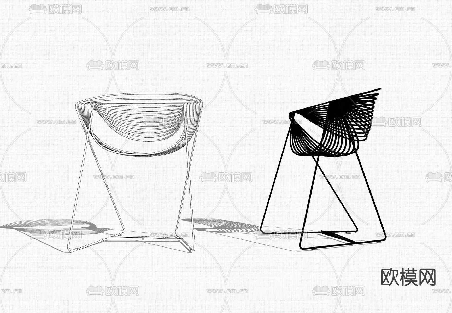 现代创意单椅su模型下载（渲染图2）